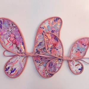 Baby Child Floral Fairy Wing adult fairy dress up quality wings handmade lace fairy wings kids parties pretend play pink sequin
