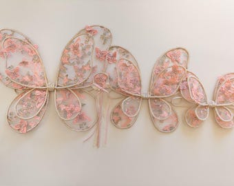 Baby Child Floral Fairy Wings dress up quality crafted handmade lace fairy wings for kids parties pretend play 3D butterfly princess
