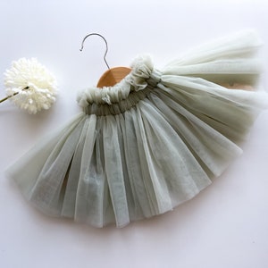 Tutu per bambino in tulle gonne morbide tutu per bambini taglia 1 2 3 4 5 anni gonna da balletto moderno per bambini vestito ballerina fata verde salvia immagine 2