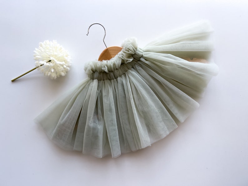 Tutu per bambino in tulle gonne morbide tutu per bambini taglia 1 2 3 4 5 anni gonna da balletto moderno per bambini vestito ballerina fata verde salvia immagine 2