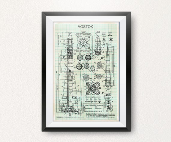 Vostok PrintVostok Blueprint PosterRoscosmosSpace Poster