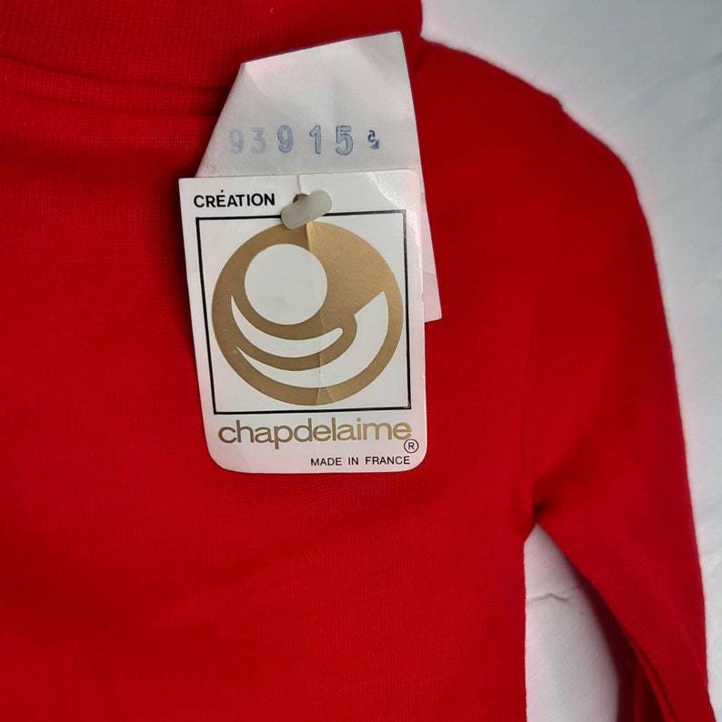 Vintage 70/'s french bright red baby roll neckpoloneck top approx 3-6m