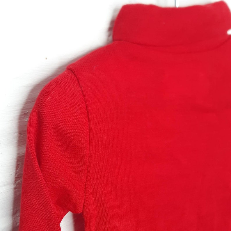Vintage 70/'s french bright red baby roll neckpoloneck top approx 3-6m