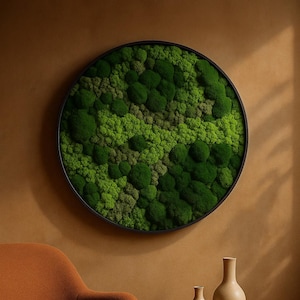 Extra large natural dried moss wall art Wall moss decor Moss wall art decor with led Aesthetic room decor Preserved Moss wall art