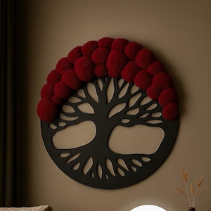 LED Tree of Life Moss Wall Art | Modern Round Nature Decor | Preserved Reindeer Moss | 5 Colors | Eco Home Accent | Custom Size & Light