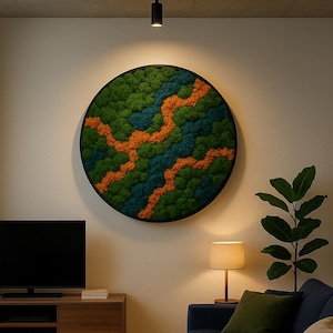 Extra large natural dried moss wall art Wall moss decor Moss wall art decor with led Aesthetic room decor Preserved Moss wall art