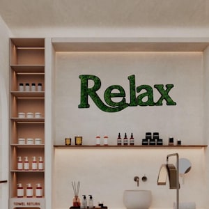 Relax sign Custom moss sign Moss wall art decor Business logo moss sign Bar Office moss wall custom sign  Moss letter