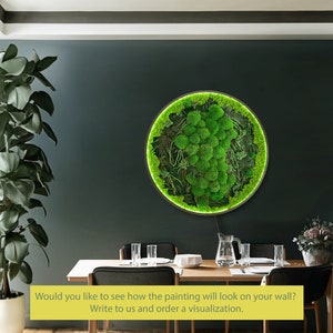 Extra large natural dried moss wall art Wall moss decor Moss wall art decor with led Aesthetic room decor Preserved Moss wall art