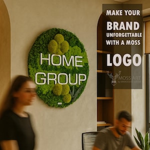 Moss company logo Moss wall art Real Moss custom logo sign Custom Moss sign, Office moss decor Custom moss logo