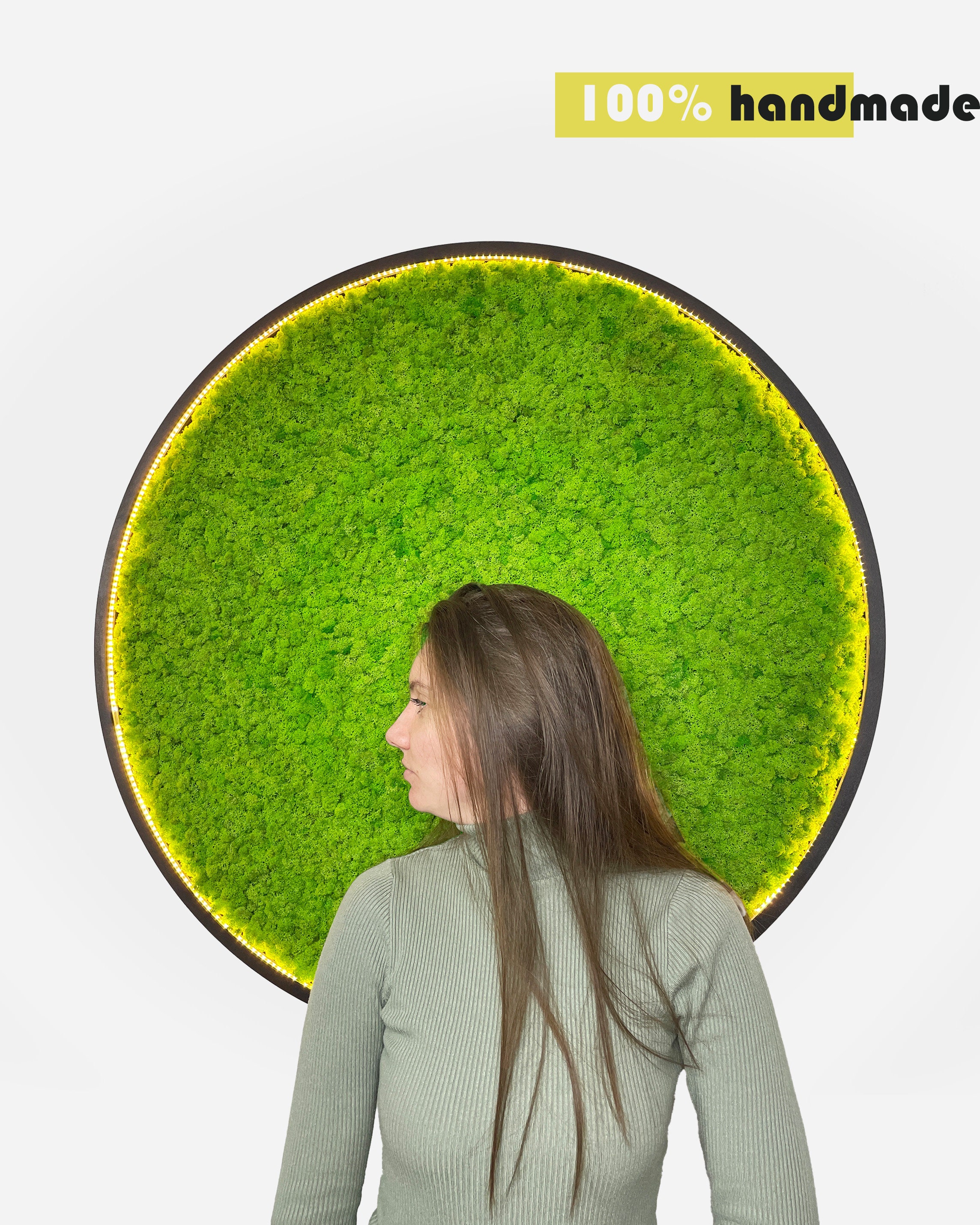 Circle Extra Large Natural Dried Moss Wall Art, Wall Moss Decor, Moss