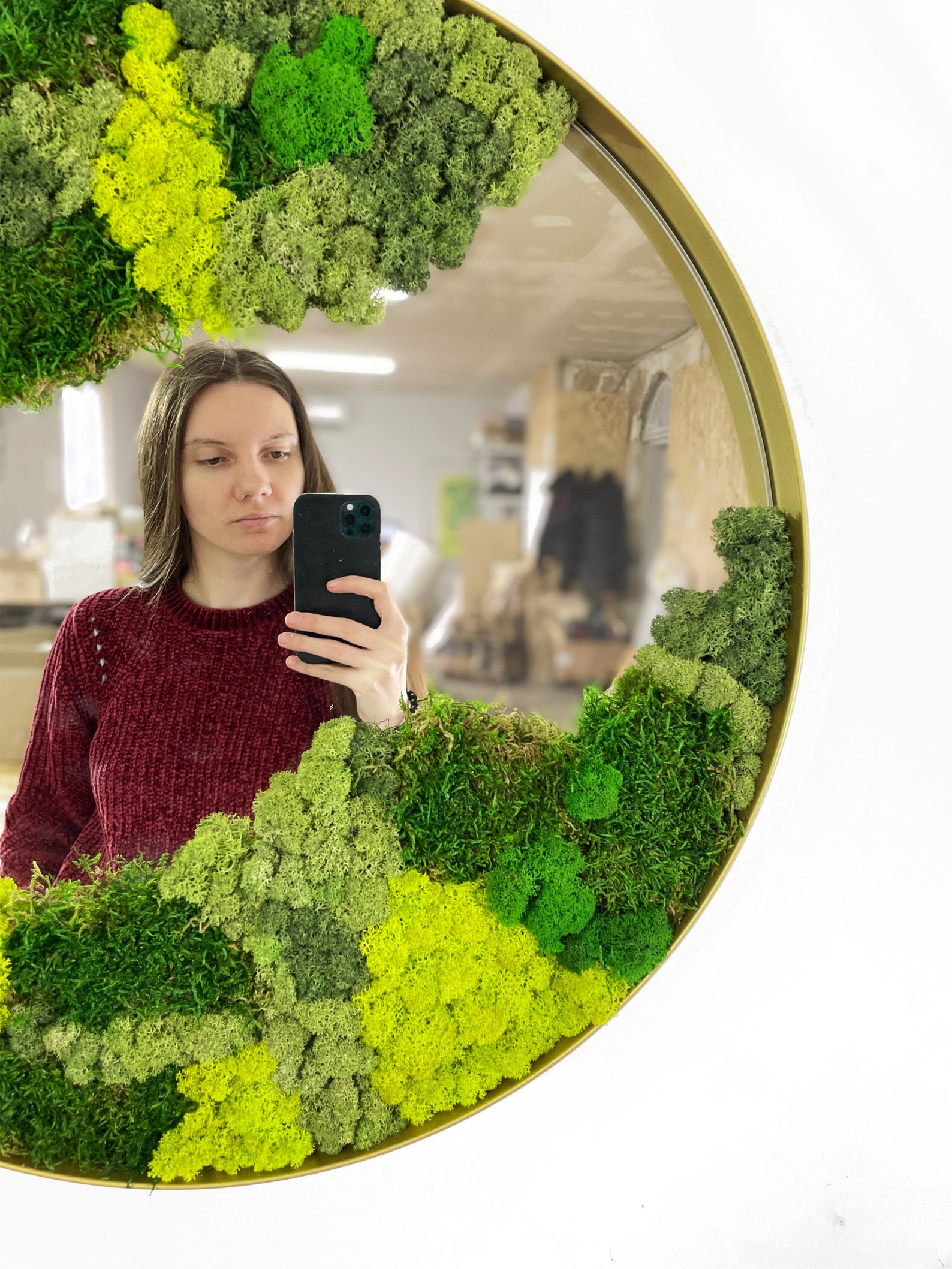 Live Moss Mirror Wall Art Oversized Wall Mirror Art Moss Etsy