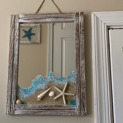 Sea Glass Beach Scene on a Mirror Sea Glass Art Beach Etsy