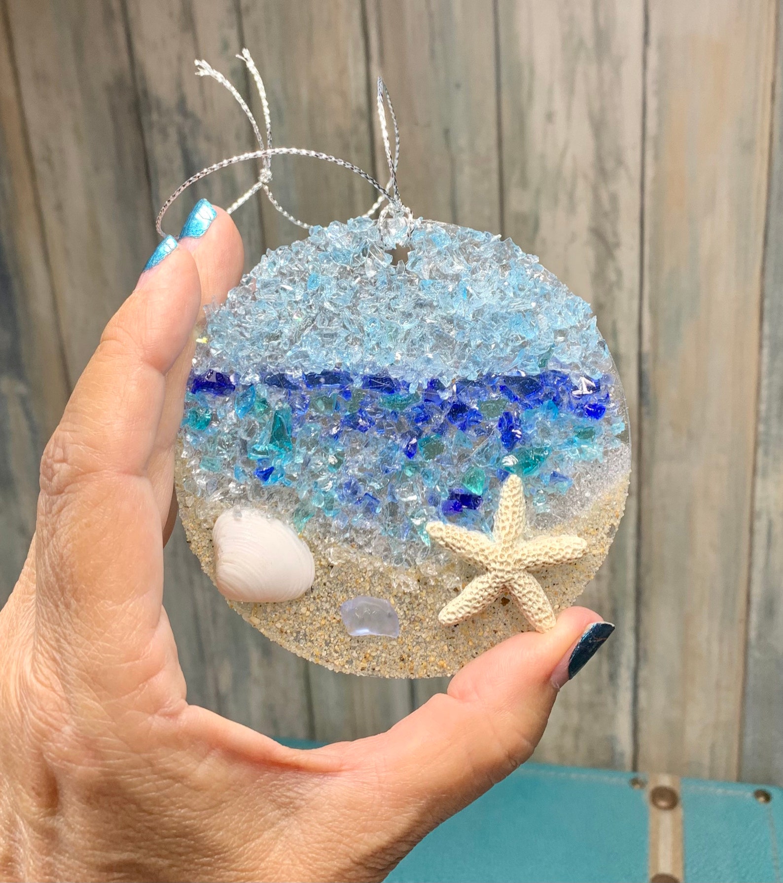 Sea Glass Suncatcher Ocean Horizon Beach Ornament Beach Lover Gift