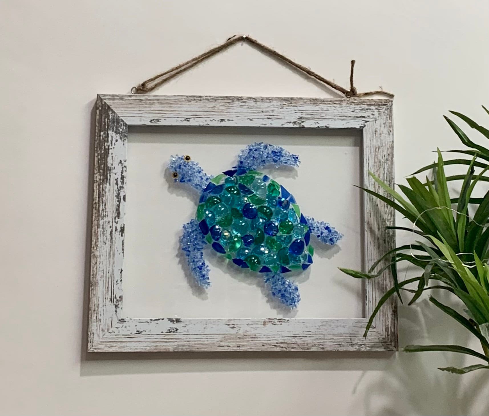 Crushed shattered glass mermaid  Turtle wall art, Glass art, Sea glass art