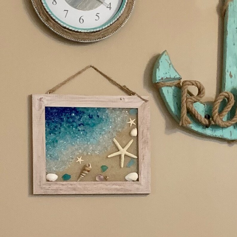 Sea Glass Beach Scene Sea Glass Art Beach Decor Beach Etsy