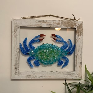 Beaches Got Crabs Glass Art - Crab Beach Decor - Coastal Decor - Beach House Wall Art - Framed Glass Art - Crab Decor