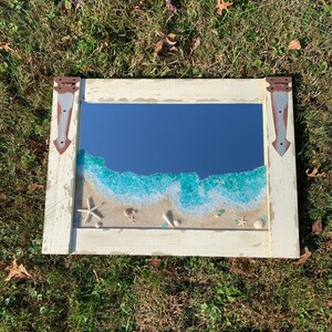 Sea Glass Beach Scene on a Mirror - Sea Glass Art - Beach Decor - Beach ...