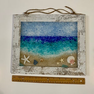 Sea Glass Beach Horizon Scene - Sea Glass Art - Beach Decor - Beach ...