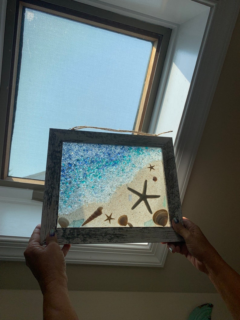 Sea Glass Beach Scene Sea Glass Art Beach Decor Beach Etsy