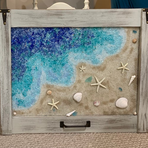 Sea Glass Beach Scene Sea Glass Art Beach Decor Beach Etsy