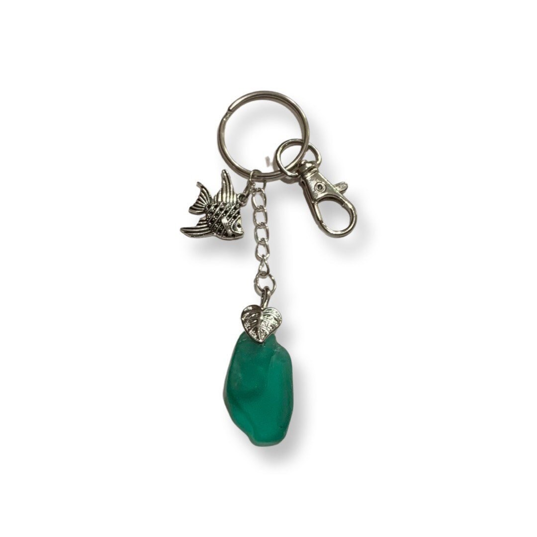 Coastal Sea Glass Keychain Ocean Keyring Sea Glass Jewelry Sea