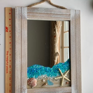 Sea Glass Beach Scene on a Mirror - Sea Glass Art - Beach Decor - Beach ...