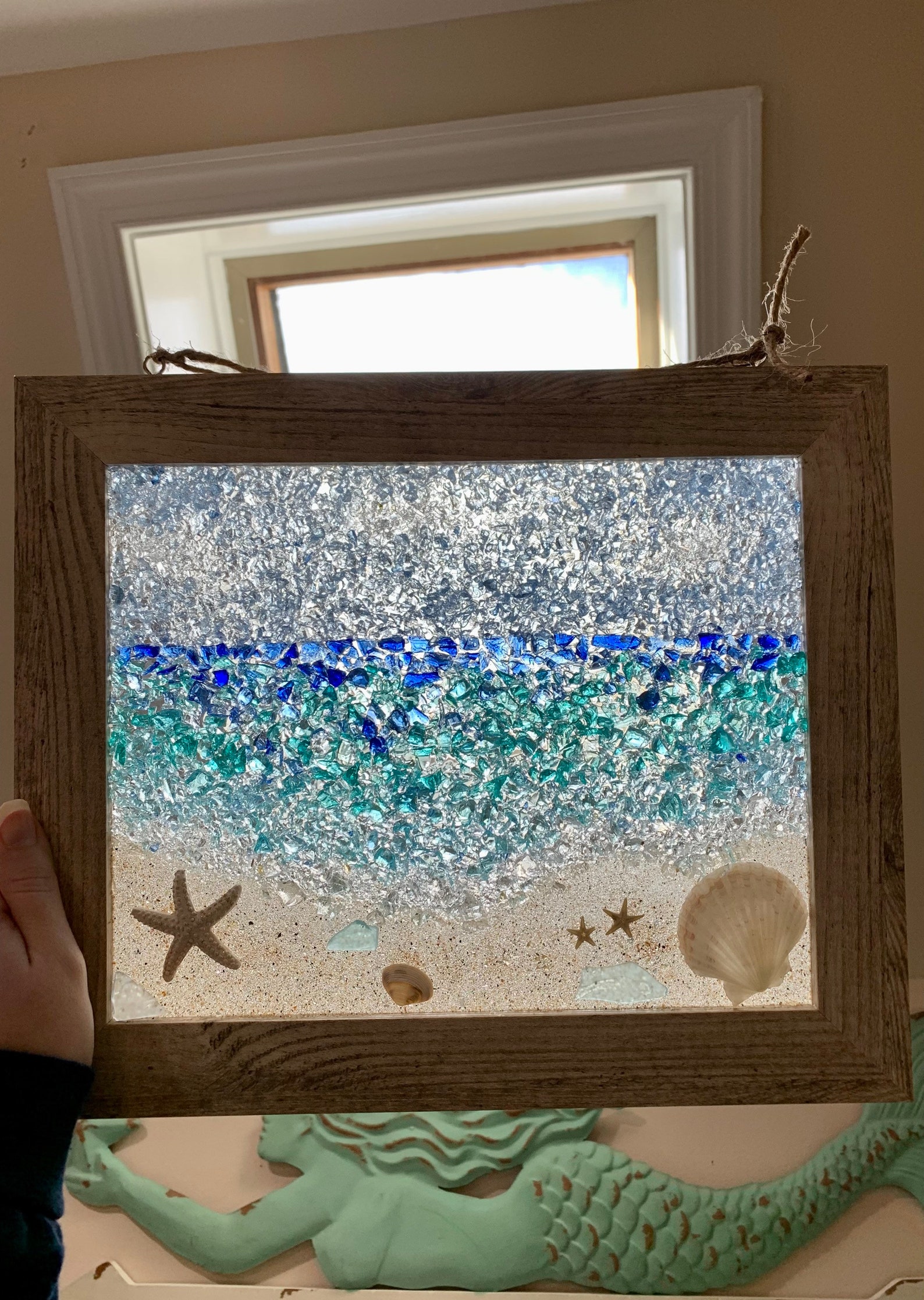 Sea Glass Art Framed Beach Scene Beach Glass Art Beach Etsy