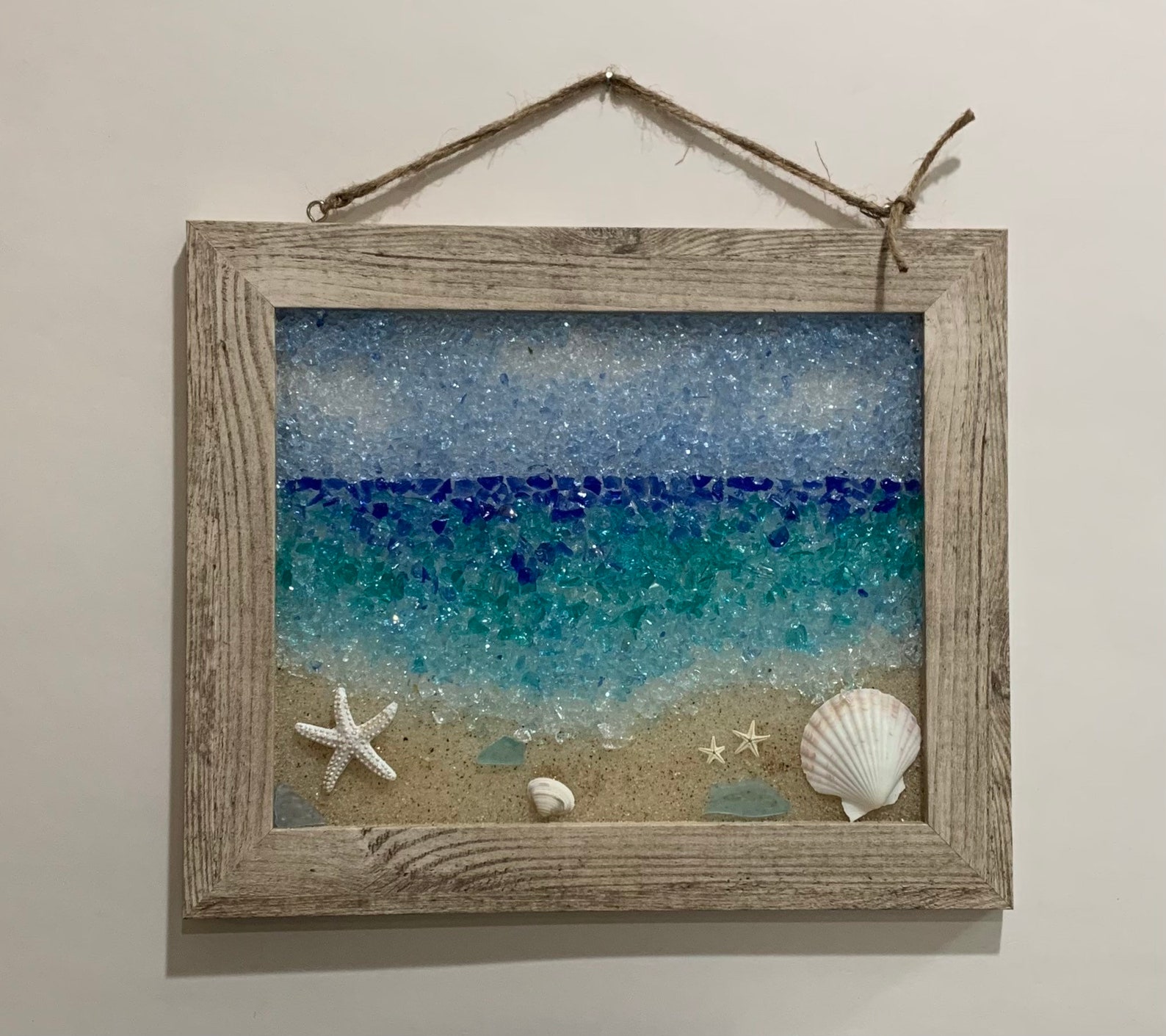 Sea Glass Beach Horizon Scene Sea Glass Art Beach Decor - Etsy