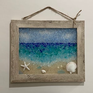 Sea Glass Beach Horizon Scene - Sea Glass Art - Beach Decor - Beach ...