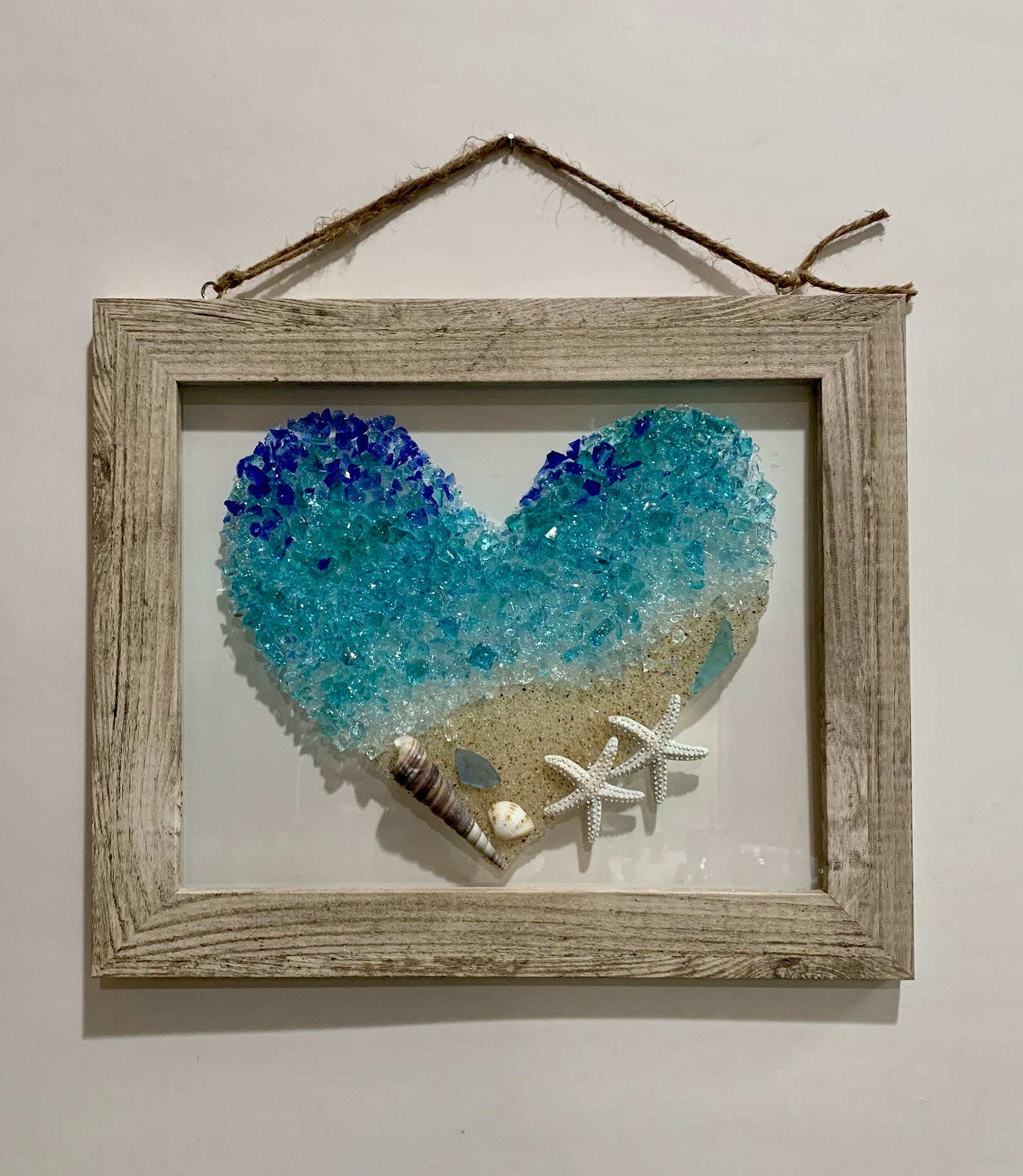 Sea Glass Heart Sea Glass Art Beach Heart Decor Heart - Etsy
