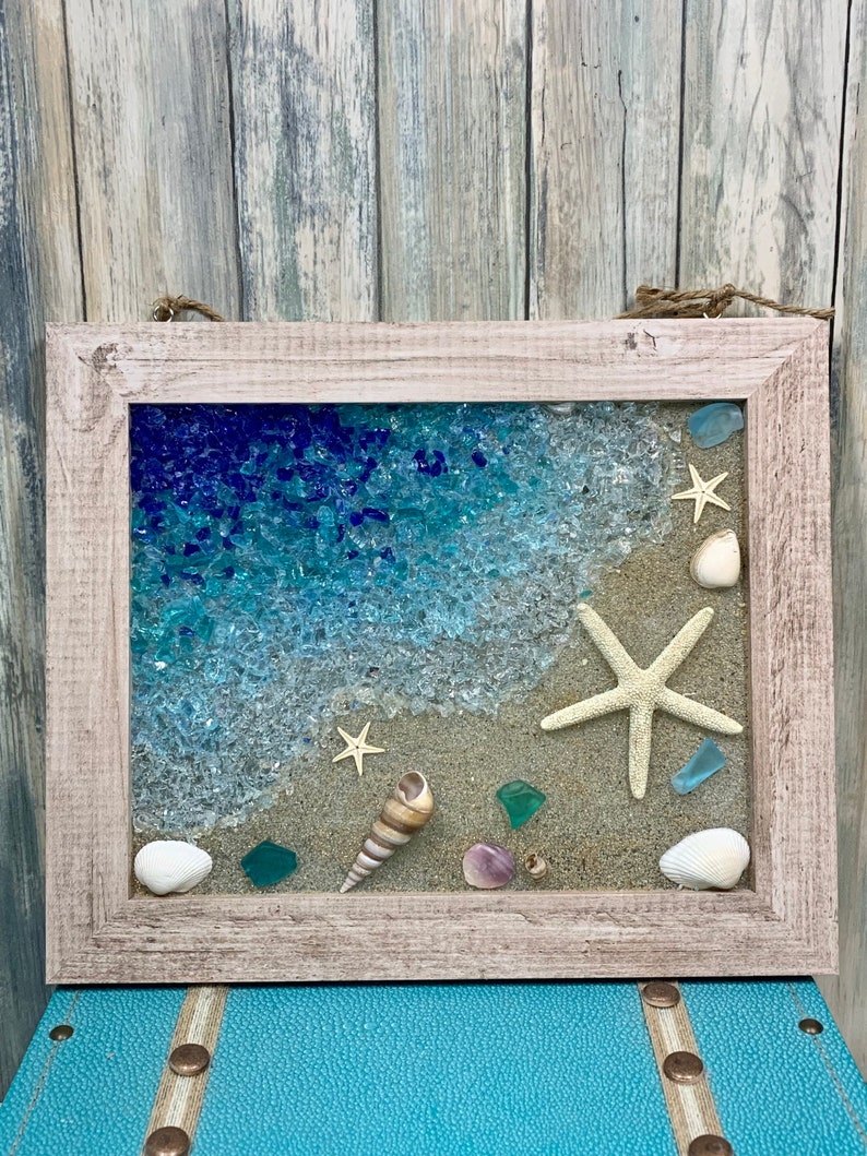 Sea Glass Beach Scene Sea Glass Art Beach Decor Beach Etsy