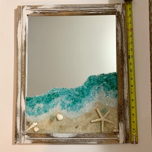 Sea Glass Beach Scene on Mirror - Sea Glass Art - Sea Glass Pictures ...