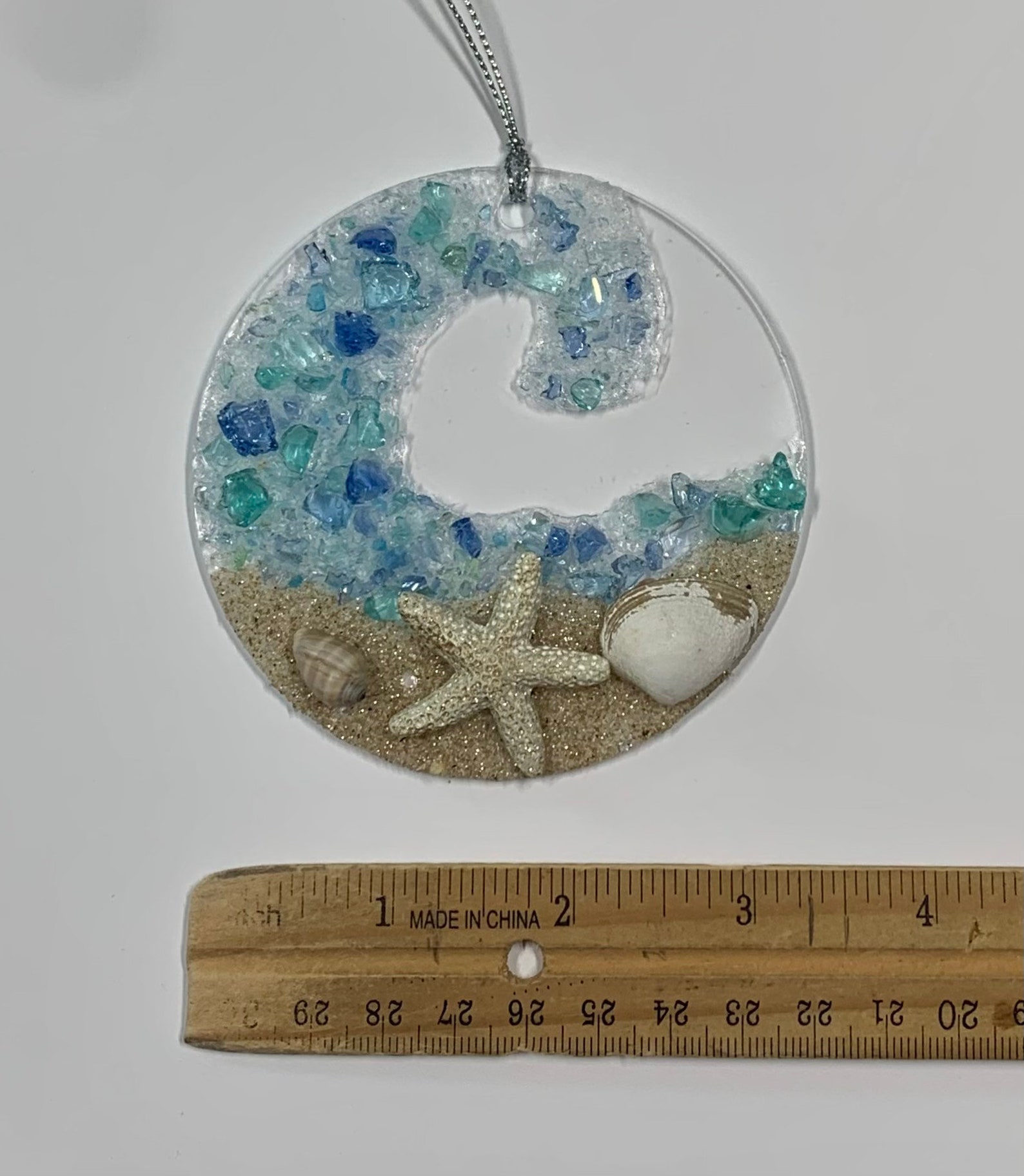 Sea Glass Suncatcher Crashing Ocean Wave Beach Ornament Etsy