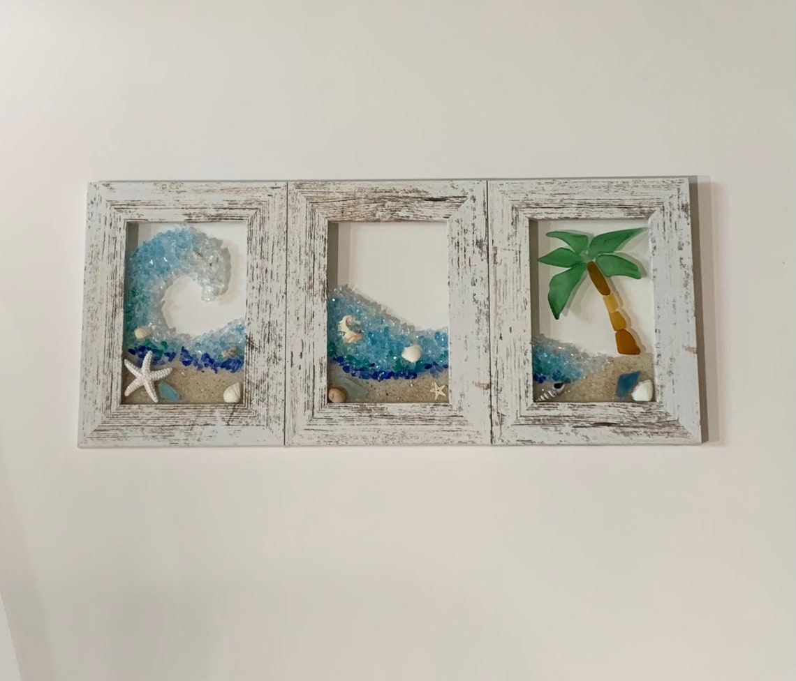 Crashing Wave Glass Art - Beach Glass Art - Sea Glass Wave - Beach ...