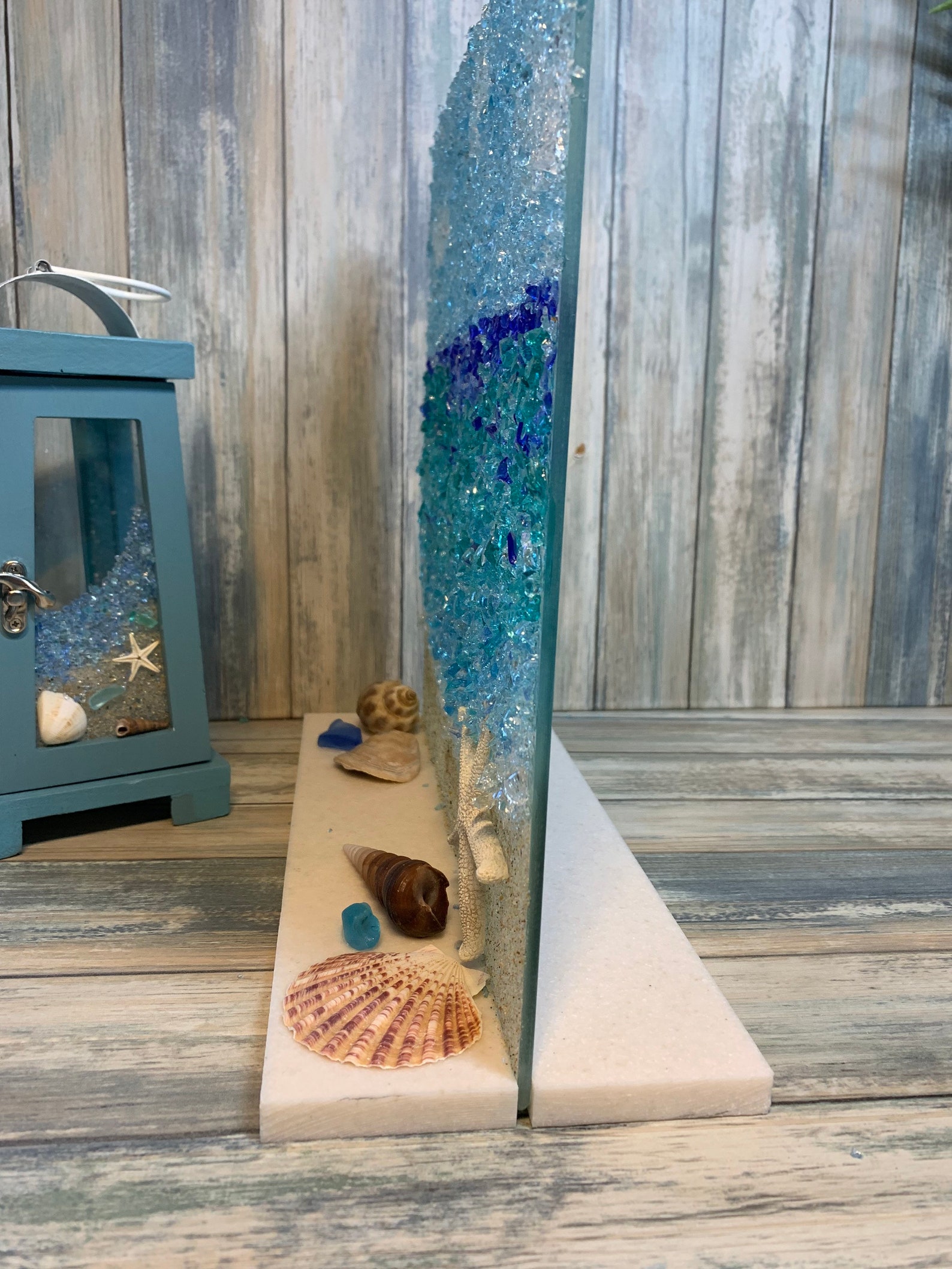 Sea Glass Beach Horizon Scene - Sea Glass Art - Beach Decor - Beach ...