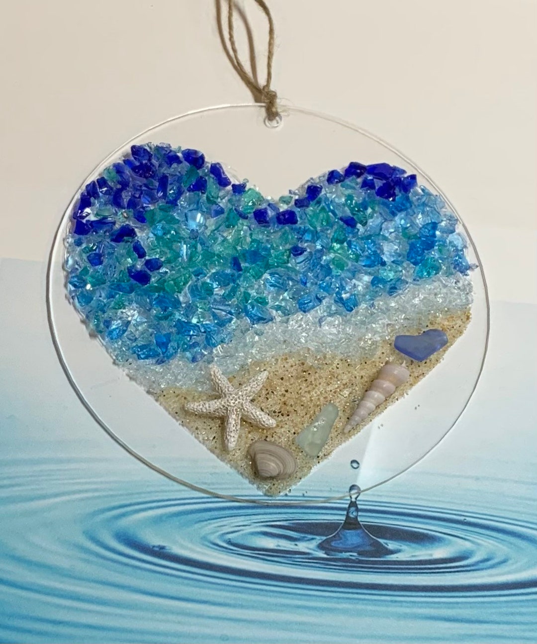 Sea Glass Suncatcher Ocean Heart Beach Ornament Beach Lover Gift Beach