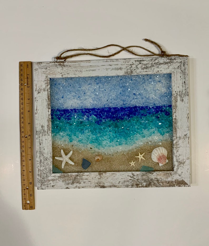 Sea Glass Beach Horizon Scene Sea Glass Art Beach Decor Etsy