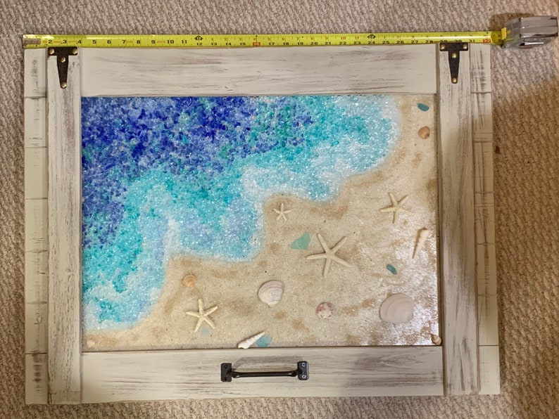 Sea Glass Beach Scene on a Mirror Sea Glass Art Beach Etsy