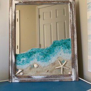 Sea Glass Beach Scene on Mirror - Sea Glass Art - Sea Glass Pictures ...