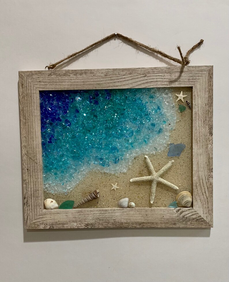 Sea Glass Beach Scene Sea Glass Art Beach Decor Beach Etsy