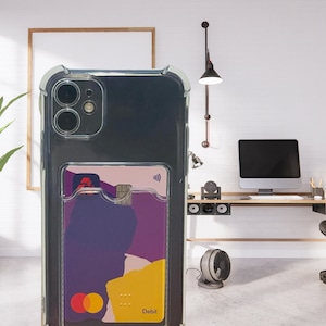Porte-cartes antichoc transparent Étui pour iPhone : iPhone 16 15 14 13 12 11 Pro Max, iPhone 13 12 Mini, iPhone XS XR XS Max, iPhone 7 8 Plus.