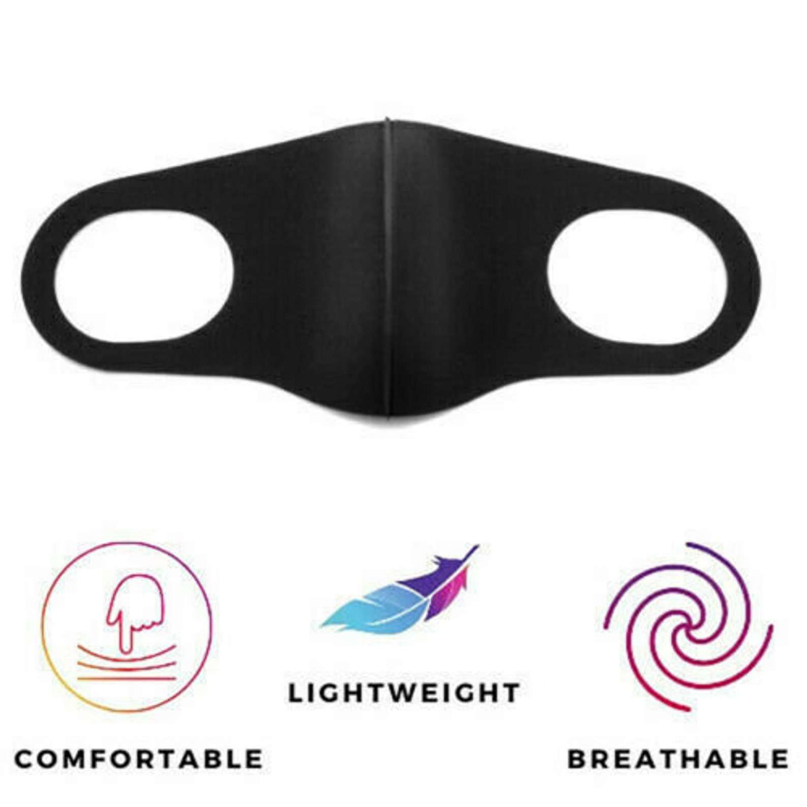 Breathable Face Mask Black Unisex Face Mask Washable Face Etsy UK