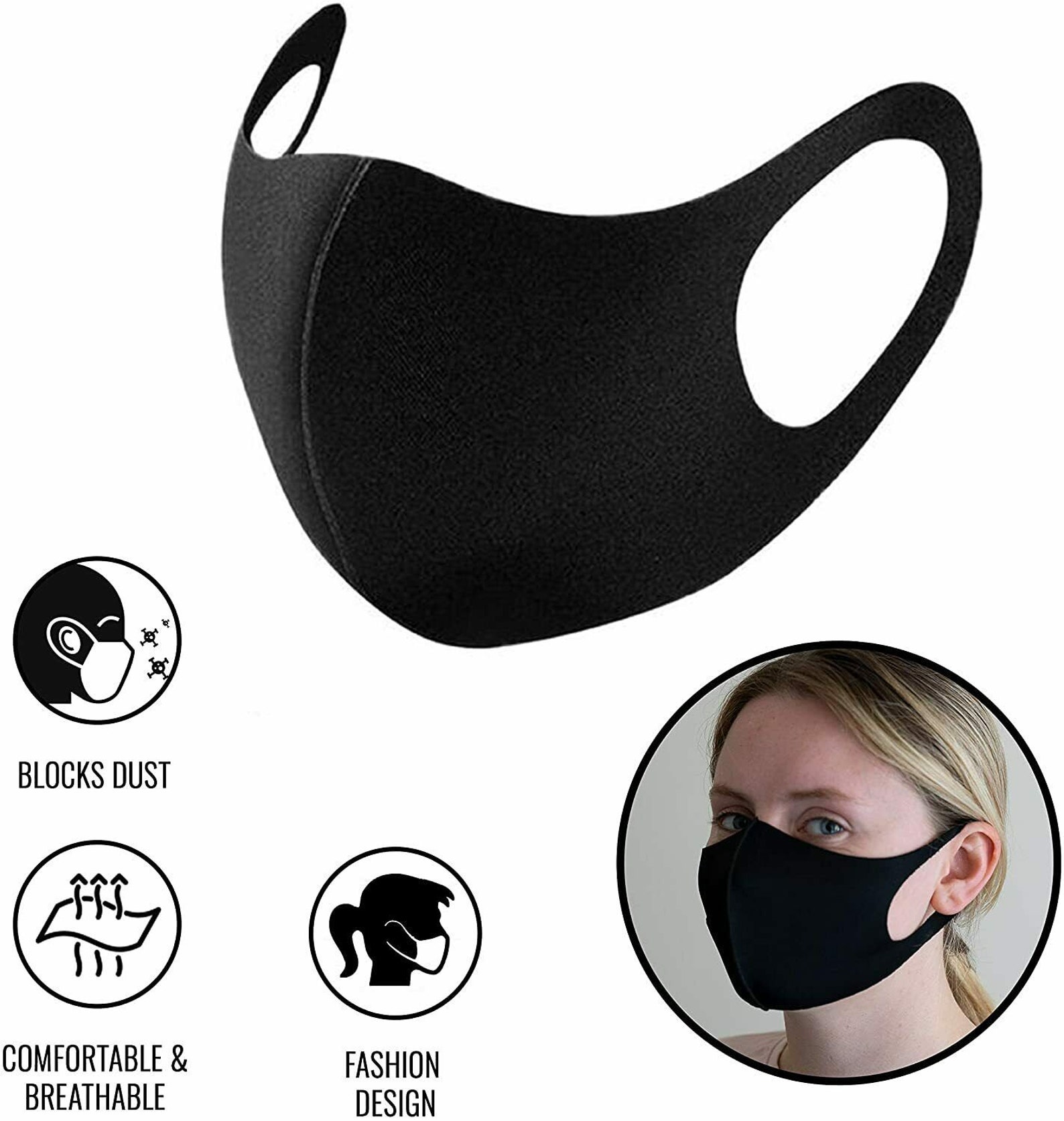 Breathable Face Mask Black Unisex Face Mask Washable Face Etsy UK