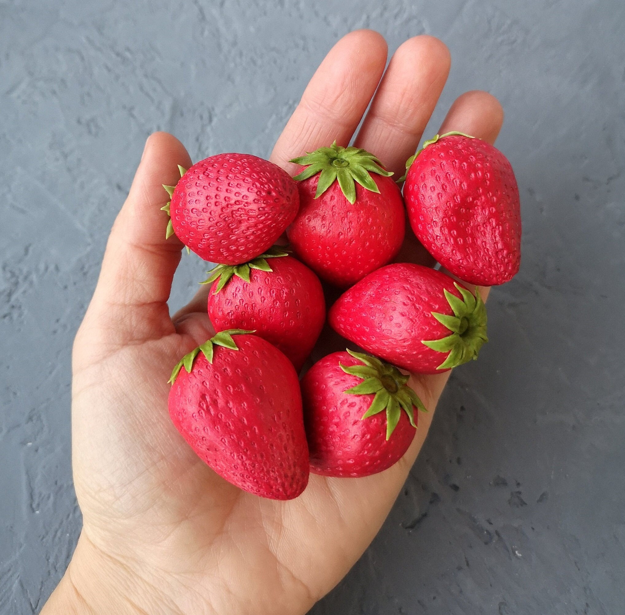 Fake food/fake strawberries SET of 7/faux beries display/fake Etsy