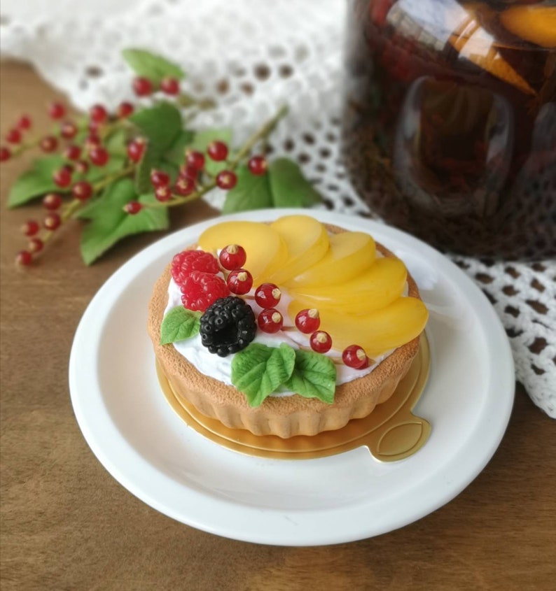 Faux Cake/fake Short Pastry With Berries and Peach/fake Food Etsy
