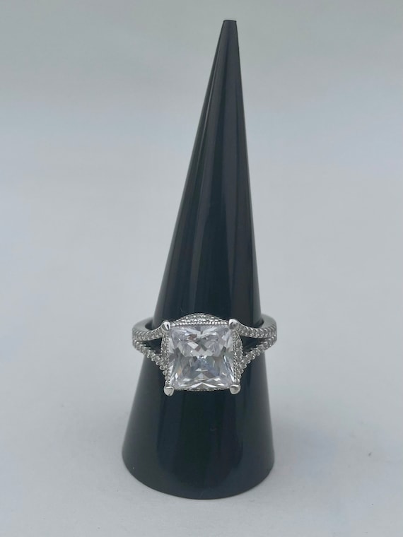 Vanna K square engagement ring