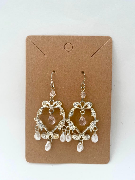 Crystal and pearl chandelier earrings - image 1