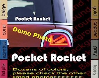 POCKET ROCKET Vinyl Decal Die Cut Sticker for Mini Cooper S R55 R56 F56 R60 F55 F60 Clubman Countryman Paceman Car Window Windshield | FY143