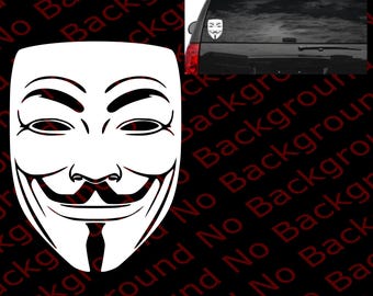 Anonymous Mask Vinyl Decal - Hacker, Computer, Cyber Security FY044