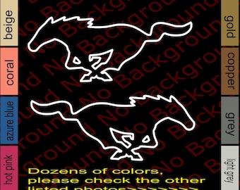 OUTLINE ONLY One Pair x Running Wild Horse Vinyl Die Cut Decals Stickers | Mighty Pony Mustang | for Mountain life Car Fender Wheels Window